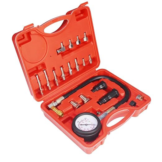 Diesel Engine Compression Tester Automotive Fuel Pressure Tester Kit, Engine Compression Gauges Tool 1000 PSI Cylinder Compression Gauge for Car and Truck