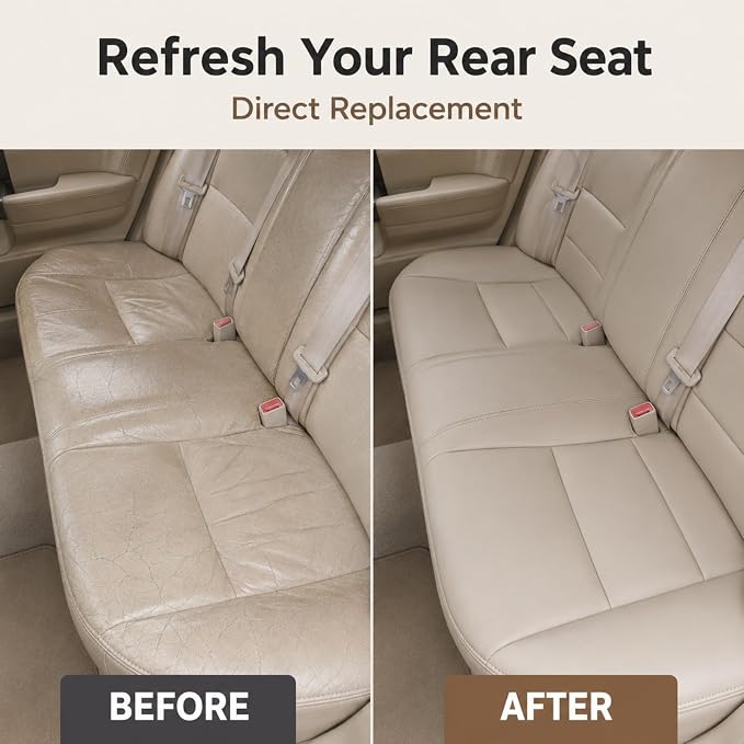 NLQR Back Car Seat Cover, Rear Bench Bottom Vinyl Cover Tan Compatible with Honda Accord 2008 2009 2010 2011 2012