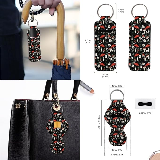 Vintage Mushroom Daisy Flower Pattern Car Accessories Car Seat Covers Full Set with Steering Wheel Covers+Seat Belt Pads+Coasters+Keychain+Lipstick Holder Universal Fit(13 Pack)