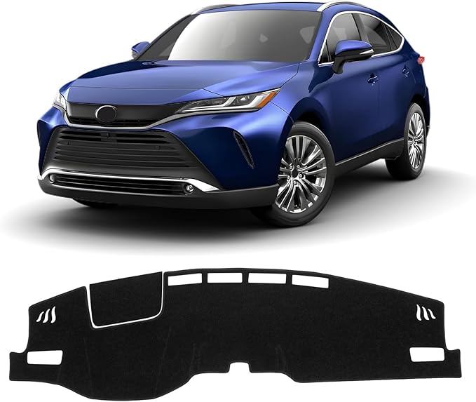 KUST Black Dash Cover for Toyota Venza 2021 2022 2023 2024 (LE, XLE, Limited) Left Hand Driving Polyester Dashboard Cover Non-Slip Center Console Dash Cover Sunshade Windshield No Glare