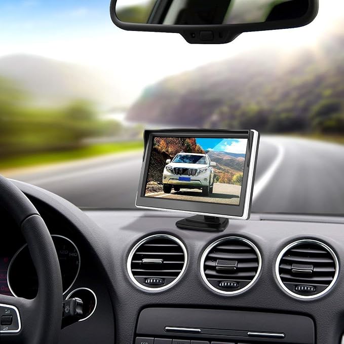Car Third Roof Top Mount Brake Light 3 Rear View Camera Parking Safety Assistant System, HD Night Vision Waterproof for Ford Transit Custom 2012-2016 (with 7-inch Monitor)