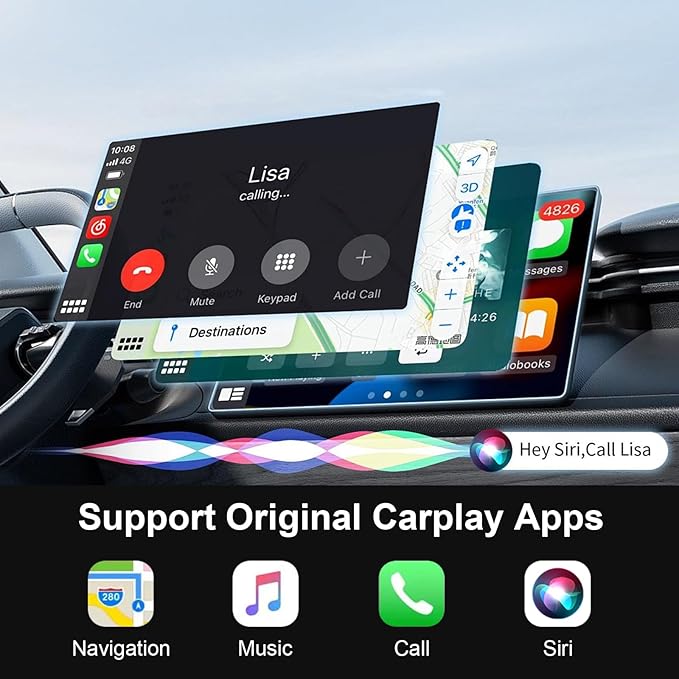 Wireless Carplay Adapter for iPhone, 2025 Upgraded Converts Wired to Apple CarPlay Wireless Adapter Compatible with iPhone iOS 10+ and Cars from 2015