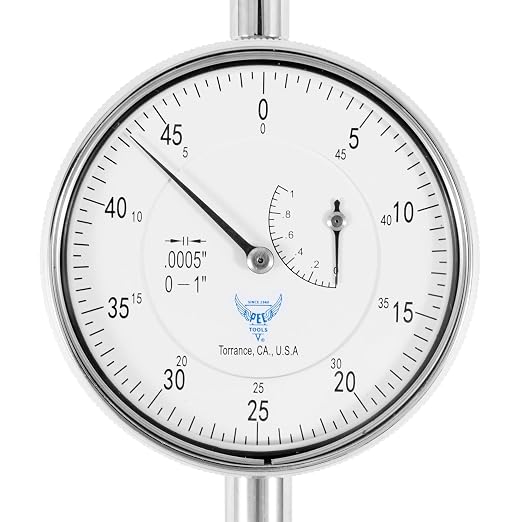PEC Tools Precision Dial Indicator 0-1" Range, 0.0005" Resolution | Lug-On-Center Back