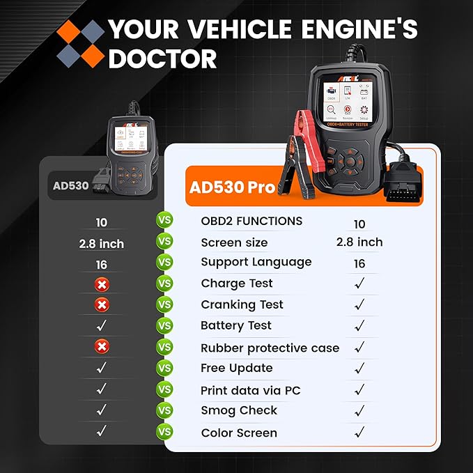 ANCEL AD530 PRO OBD2 Scanner Battery Tester+ANCEL BD200 Pro OBD2 Scanner Bluetooth