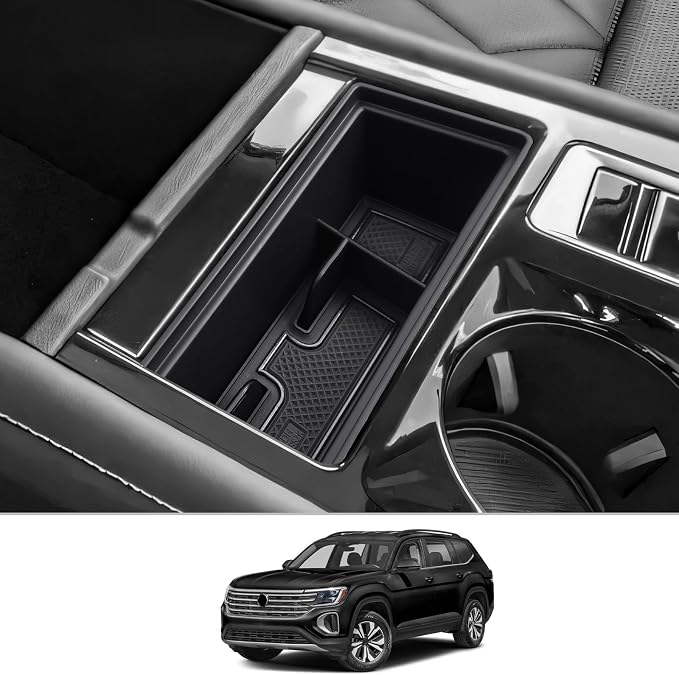 CDEFG for 2024 2025 2026 Volkswagen Atlas Center Console Organizer Tray for 2024 2025 2026 VW Volkswagen Atlas(SEL/R-Line/SE) Accessories Front Console Organizer Central Consola Storage Box