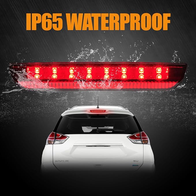 Third 3rd Brake Light LED for 2014-2019 Nissan Rogue, High Mount Rear Brake Lights Assembly for 14-19 Nissan Rogue, Waterproof Center Cab Lamp Stop Light (Red)