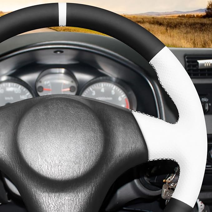 MEWANT Hand Stitch Steering Wheel Cover for Toyota RAV4 1998-2003 / Celica 1999-2006 / Corolla 2003-2008 / Matrix 2002-2008 / MR2 1999-2007 / Supra/Caldina, Custom Fit DIY Wrap Interior Accessories