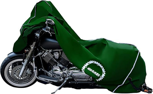 Nuzari Heavy Duty Motorcycle Cover - Motorcycle Covers Waterproof Outdoor Storage - Dirt Bike Covers (Hunter Green, Large)