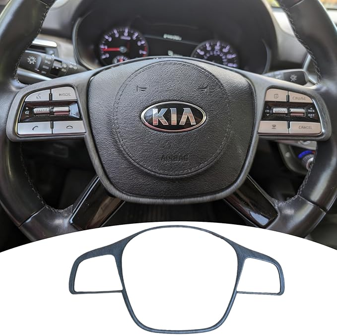 Steering Wheel Button Cover, for Kia Telluride 2020 2021 2022 2023 2024 2025 2026,Steering Wheel Button Panel Protection Frame Molding Trim - Gray Wood Grain(Style A)