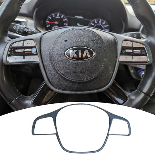Steering Wheel Button Cover, for Kia Telluride 2020 2021 2022 2023 2024 2025 2026,Steering Wheel Button Panel Protection Frame Molding Trim - Gray Wood Grain(Style A)