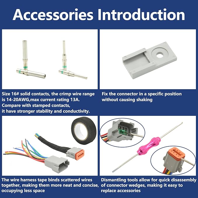 416 PCS Deutsch DT Connector Kit,2 3 4 6 8 12 Pin Automotive Connectors,With Crimping Pliers (14-20AWG) And Connector Removal Tool,IP67 Rated Gray Waterproof Housing Set,Deutsch 16# Solid Contacts
