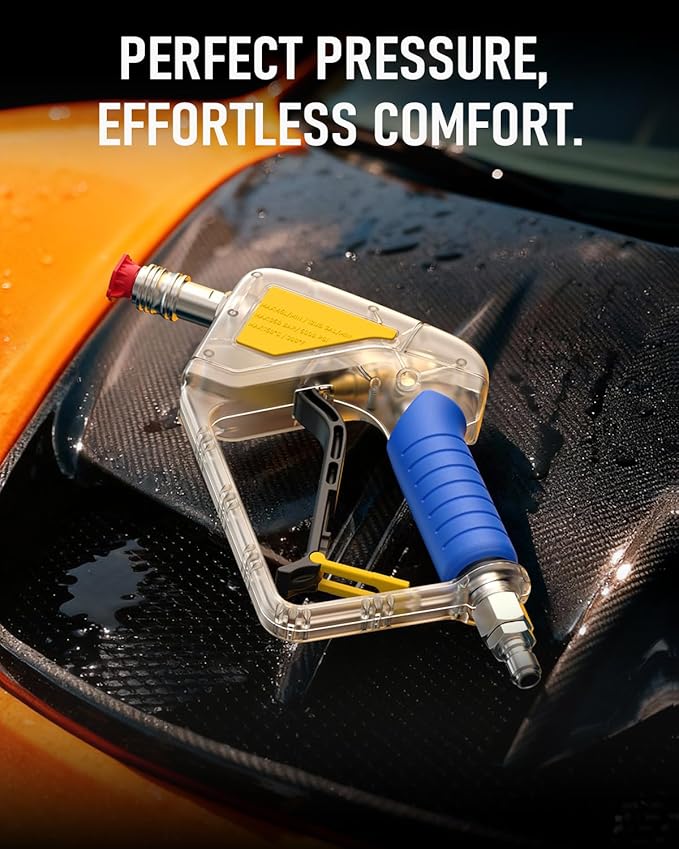XENDYWASHER Short Swivel Pressure Washer Gun Pro, Stubby Pressure Washer Gun with 3/8" Smooth & 1/4" Quick Connector, Self-Locking Quick Connect Compatible with Hose Foam Cannon Car Wash Foam Gun