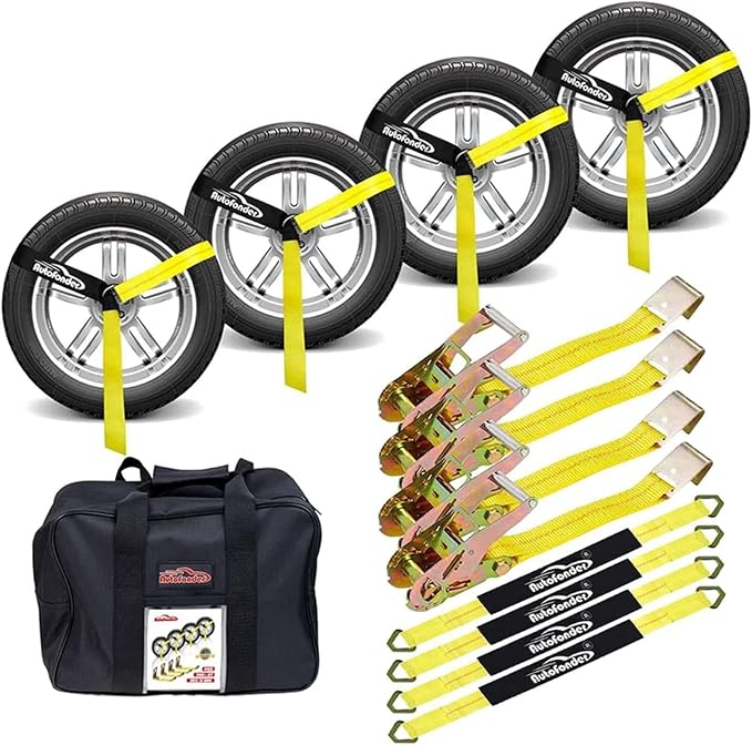 4Pack Flat Hook Tire Straps with 4Pack Axle Straps