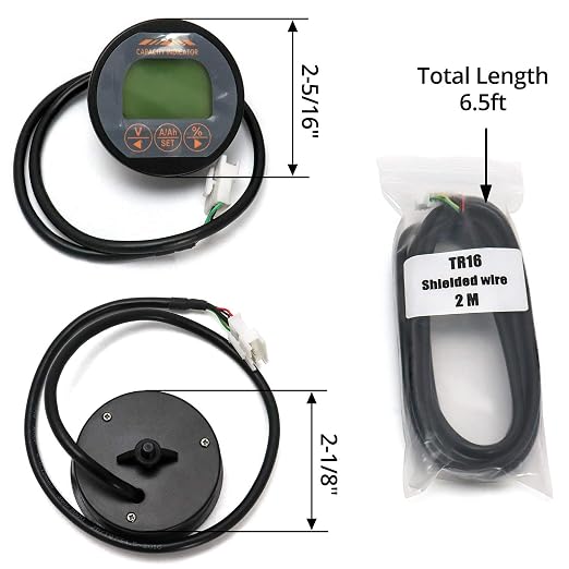 QWORK Battery Monitor Voltmeter Ammeter, Voltage Current Range 8V-80V, 0-100A Voltage Current Meter with 6.5 ft Custom Cable