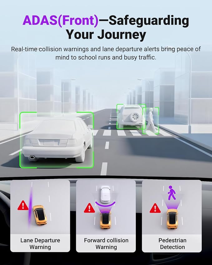 Vantrue S1 Pro DMS AI Dash Cam Front and Inside, ADAS, DMS, 2.7K 2 Channel Dash Camera, STARVIS 2 Dashcam, HDR Night Vision, 5G WiF i& GPS, APP/Voice Control, 24/7 Parking Mode, 1TB Max