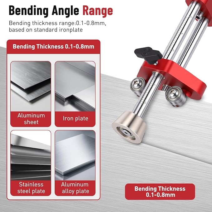 Sheet Metal Roller 1 Station Bender Fabrication Roofing Tools 0-100 Degree Bending Range Lightweight Portable, Quick Setup 5in
