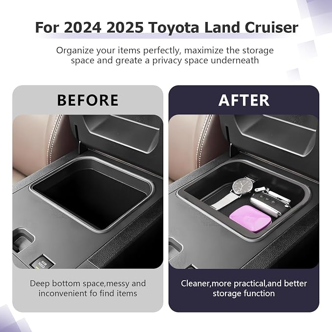 LUWU for 2025 2026 Land Cruiser Center Console Organizer Compatible with Land Cruiser & Lexus GX550 2024 2025 2026 Accessories LC250 First Edition Center Console Tray Storage Box (Only for Cool Box)