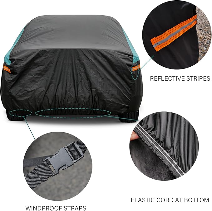 GUNHYI SUV Car Cover for Automobiles Waterproof All Weather, Universal Fit Subaru CrossTrek, Chevrolet Bolt EUV, Hyundai Tucson, Kia Soul/Sportage, Jeep Compass, Ford Escape, Volvo XC40 etc.