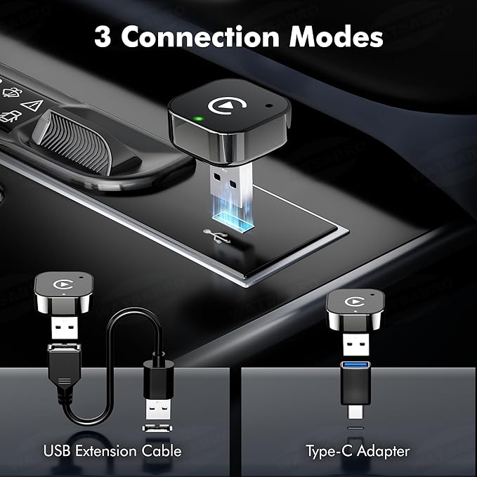 2026 Upgraded 2-in-1 Wireless CarPlay Adapter for iPhone & Android Auto, Plug and Play, Convert Wired to Wireless, Fast Auto-Connect & No Latency, USB-A/USB-C for 98% Factory Wired Cars