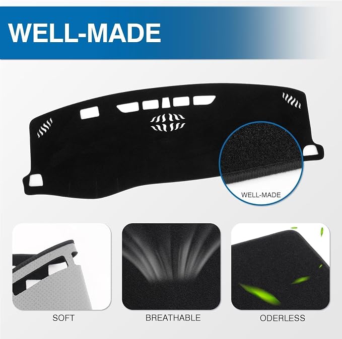 KUST Black Dash Cover for Chevy Chevrolet Blazer 2019-2024 2025 2026 (Not fits for Blazer EV) Polyester Non-Slip Dashboard Cover Interior Accessories for Blazer Custom Fit Dash Mat Sunshade Glare