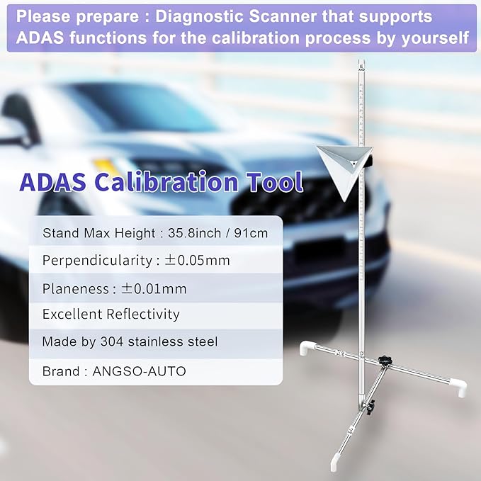 ADAS Calibration Tool Include Stand Marked with 0-30cm Measurement with Large Radar Aiming Corner Reflector Target Tool Compatible with Honda, Toyota, Mazda, Kia, Ford, GM and Hyundai