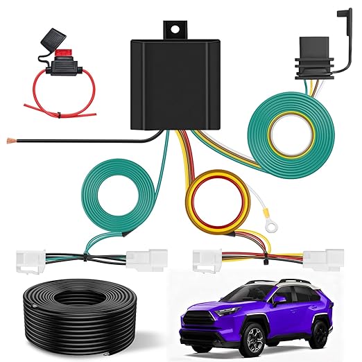Nilight 4 Pin Trailer Wiring Harness Kit 56434 Vehicle Standard 4 Way Connector Custom for 2019 2020 2021 2022 2023 2024 2025 Mitsubishi Outlander PHEV Toyota RAV4 RAV4 Prime Tow Hitch Accessories