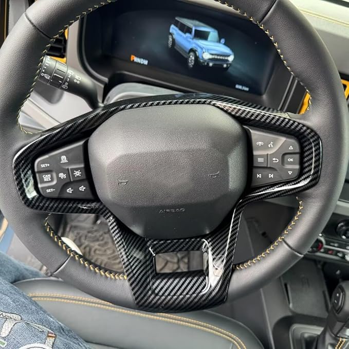 for Ford Bronco 2023 2024 2025 Wheel Steering Trim Panel Cover Trims ABS Carbon Fiber Pattern
