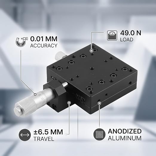 X Micrometer Linear Stages, 60×60mm Manual FinE Tuning Crossing Roller, Precise Linear Stage Displacement Trimming Bearing Sliding Table