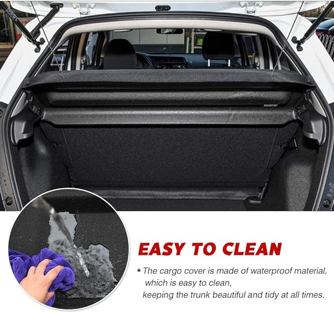 Powerty Cargo Cover for 2015-2019 2020 Honda Fit Accessories Retractable Trunk Cover Security Cover Shielding Cargo Luggage Cover Black