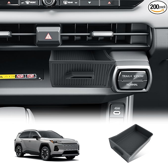 BIBIBO for New 2026 Toyota RAV4 Center Console Storage Drawer Tray 2026 RAV4 Console Organizer Under Navi Cubicle Extra Storage Box Drawer Silicone 2026 Toyota RAV4 Accessories