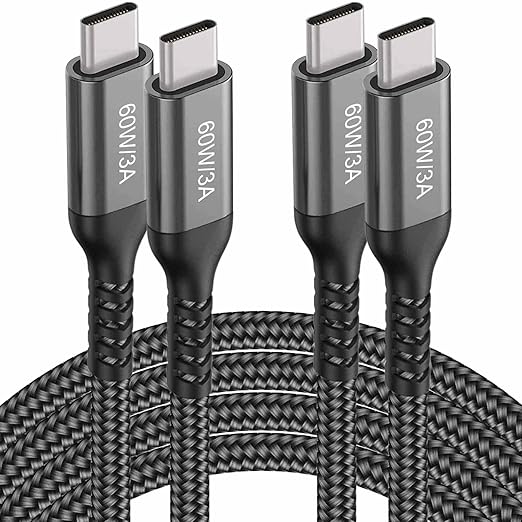 60W USB C to USB C Cables (6.6FT 2Pack),Type-C to Type-C Cable,Fast Charging Cord Compatible for iPhone 15,MacBook Pro/Air,iPad Mini 6,Samsung Galaxy S23/S22/S21 Ultra,A90/A80,Google Pixel 6 Pro/4/4XL