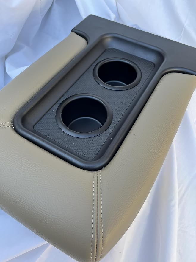 Made in U.S.A Center Console Middle Top Storage lid with Cup Holders arm Rest Complete Replacement Assembly Tan Beige Neutral FITS 1999-2007 Silverado Sierra Tahoe Avalanche Suburban