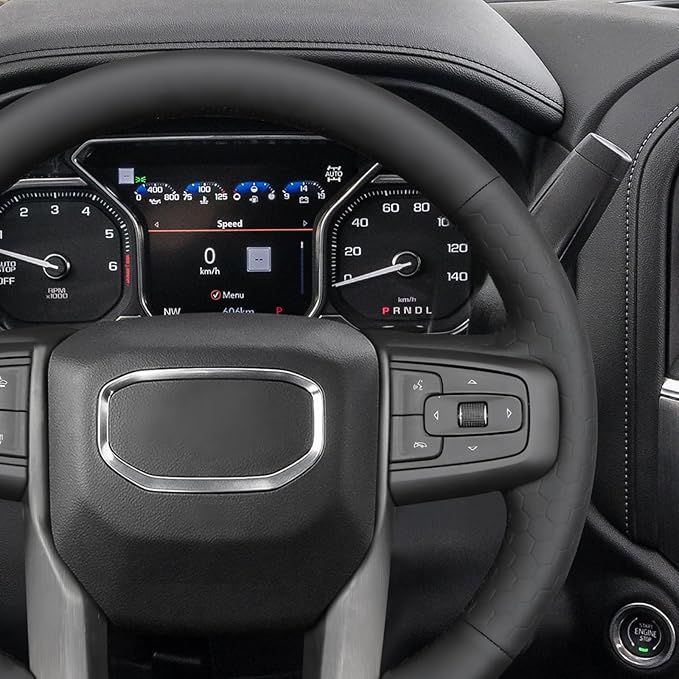 MEWANT DIY Stitching Car Steering Wheel Protector Wrap Cover for GMC Sierra 1500 2019-2023 / Sierra 1500 Limited 2022 / Sierra 2500 2020-2024 / Sierra 3500 2020-2024 / Yukon (XL) 2021-2023 Accessories