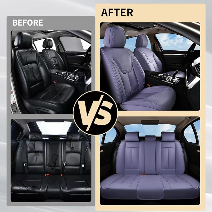 FLORICH Car Seat Covers, Premium Leatherette Car Seat Covers Front Seats, Automotive Vehicle Seat Cushions, Waterproof Seat Protectors for Sedans Cars SUV Trucks, Purple