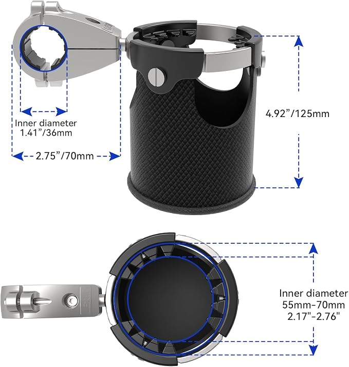 LEXIN LX-C3 Motorcycle Cup Holder with 360°swivel ball-Mount, Large Boat Drink Holder with Basket, Metal Handlebar Mount for Motorcycle Passenger/ATV/Scotter/Harley, Fits Handlebar 7/8'' to 1 1/4''