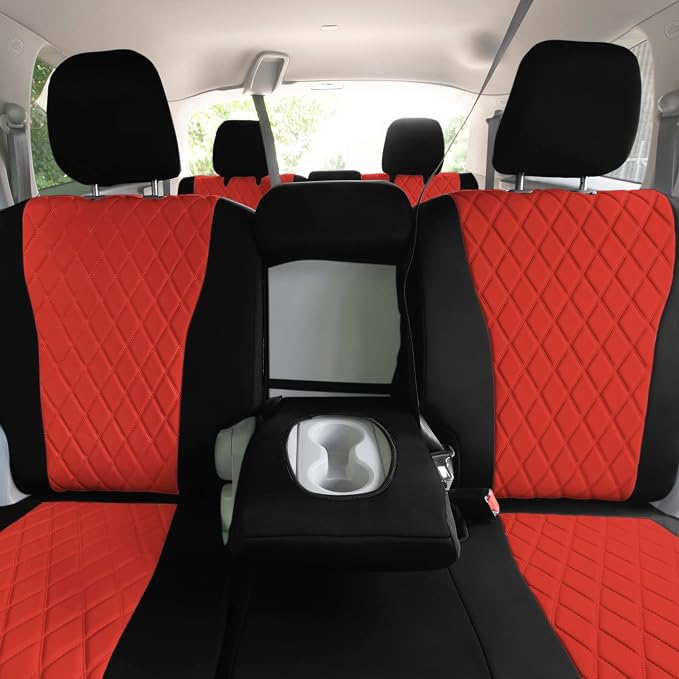 FH Group Custom Fit Car Seat Covers Specifically Made for 2016–2022 Honda Pilot, 2nd Row Set Red Ultraflex Neoprene, Waterproof Car Seat Cover, Honda Accessories