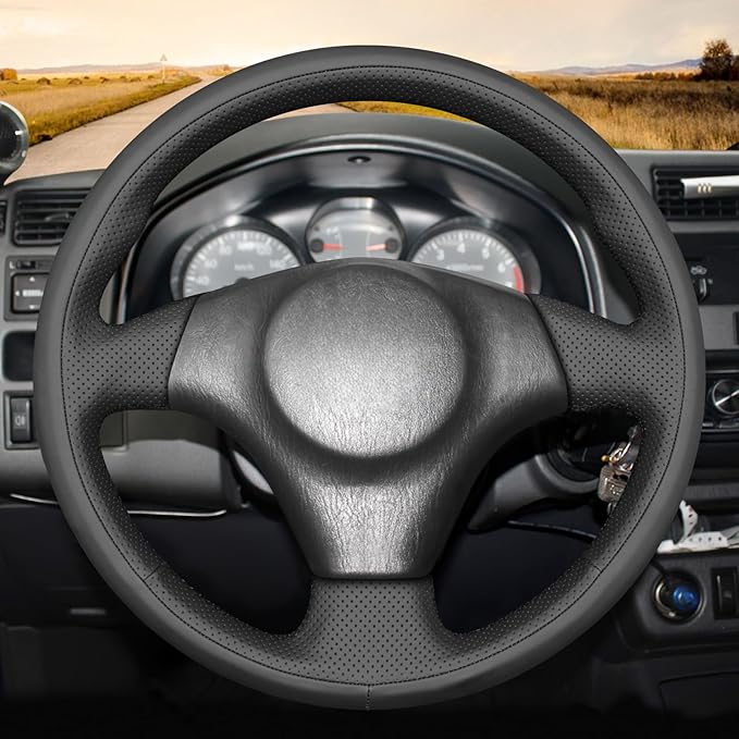 MEWANT Hand Stitch Steering Wheel Cover for Toyota RAV4 1998-2003 / Celica 1999-2006 / Corolla 2003-2008 / Matrix 2002-2008 / MR2 1999-2007 / Supra/Caldina, Custom Fit DIY Wrap Interior Accessories