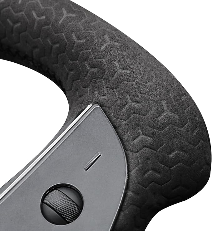 MEWANT Hand Stitch Black Smooth Geometric Embossed Suede Steering Wheel Cover for Tesla Yoke Model S 2021-2023 Model X