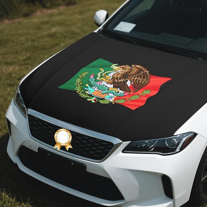 Mexico Flag Car Hood Cover, 4x5 Feet Car Bonnet Banner | Universal Fit, Elastic Polyester, Stretchable