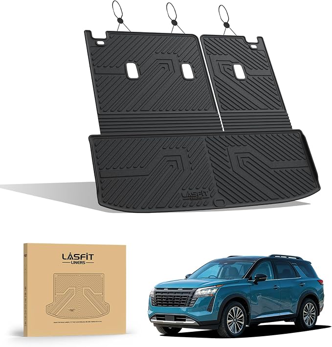 LASFIT Cargo Mat & Backrest Mats for Nissan Pathfinder 2026 2025 2024 2023 2022, All Weather TPE Custom Fit Cargo Liner Trunk Mats & Seatback Mats Accessories, Black