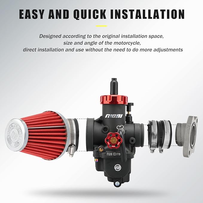 NIBBI Carburetot for Hawk 250 Dirt Bike, with Air Filter Intake Manifold Connector, Hawk250 Carb upgrade Performance Enhancement (Replacement(PE28))