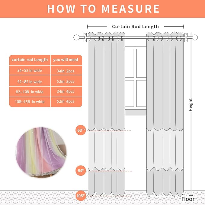 XiDi Pink Yellow Purple 90 Inches Curtains for Girls Bedroom 2 Panels Set, Blackout Rainbow Curtains for Kids Room Decor, Unicorn Wall Decals Drapes for Little Girl Nursery Room 34 Inches Wide
