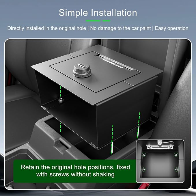 xipoqix Center Console Safe Vault Compatible with 2025 2026 Toyota 4Runner Armrest Safe Lock Box Not for Hybrid Replacement for 2025 2026 Toyota 4Runner Accessories