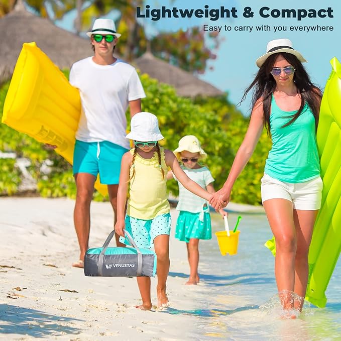 Venustas Beach Tent Sun Shelter for 3/4/6/8 Person, UPF 50+ UV Protection Beach Canopy, Lightweight and Easy Setup Cabana, Portable Shade Tent
