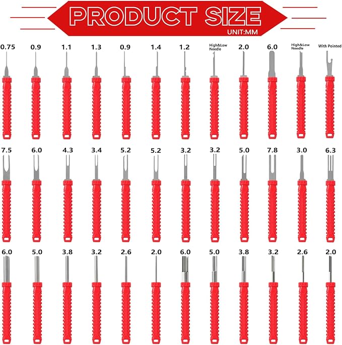 48 Pcs Terminal Removal Tools with Leather Case, Depinning Tool Kit | Connector Pin Removal Tools Depin Tool Terminal Depinning Kit for Automotive, Motorcycle & Electrical Most Connectors