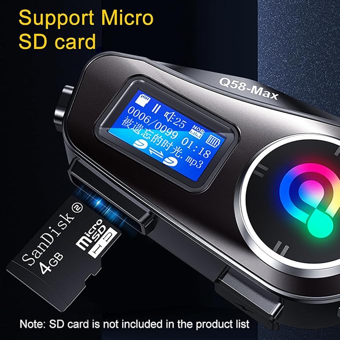 Motorcycle Bluetooth Headset with 500M Intercom, Dual BT5.3 Chip, IPX6 Waterproof, AI Voice Control, LCD Display, 300H Standby, 25H Talk Time, Compatible with Android/iOS Helmet Comm System