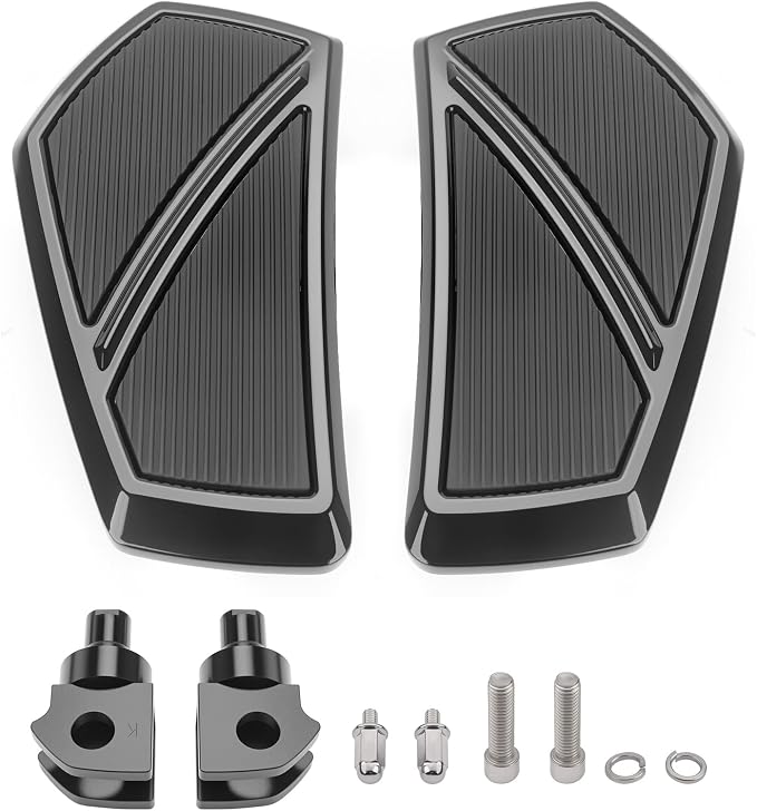 Front Footpegs Rider Floorboards Compatible with Kawasaki Vulcan S 650 Accessories 2015-2025 Anti-Slip Wide Motorcycle Highway Pegs (Black)