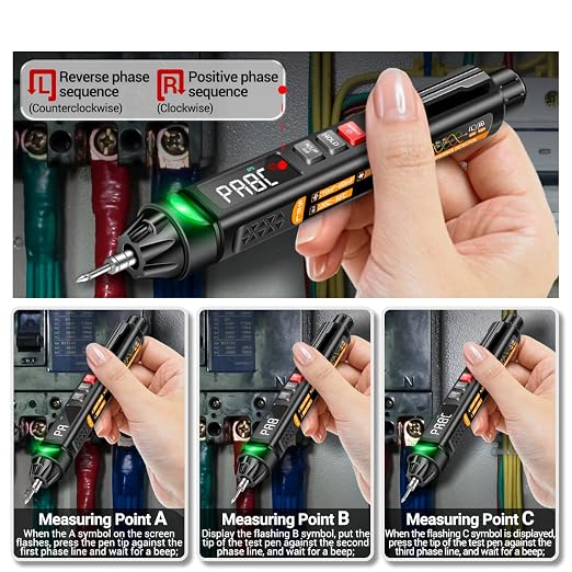 A3009 Mini Pen Multimeter with Voice Broadcast 6000 Counts Voltmeter VA Reverse LCD Display Flash NCV Tester for Vole Resistance acitance Temperature On/Off Diode Phase Sequence