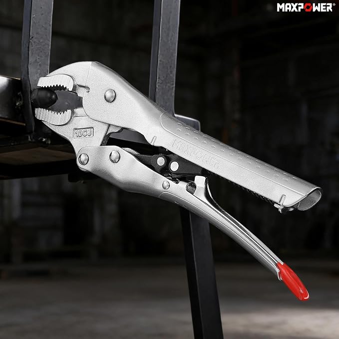 MAXPOWER 2 Pieces Locking Pliers Set, 6" 10" Curved Jaw Self Adjusting Locking Pliers, with 1.2" and 2" Jaw Capacity