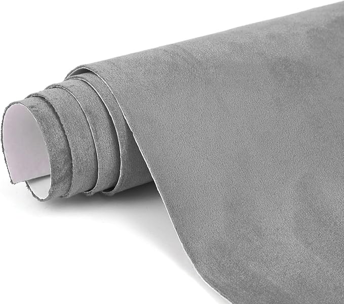 Premium Dark Grey Suede Fabric Wrap - 12x48 inch Suede Wrap for Car Interior - Self-Adhesive Microfiber and Synthetic Leather, Stretchable Interior Film for Car and Home Decor